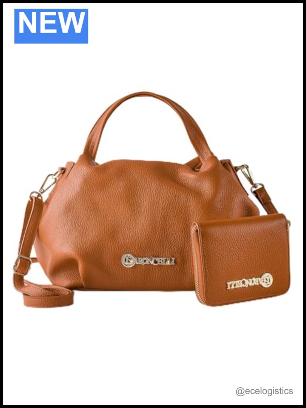 Genuine Italian Leather Satchel Purse and Wallet Bundle for Women